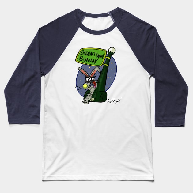 Downtown Bunny Baseball T-Shirt by D.J. Berry